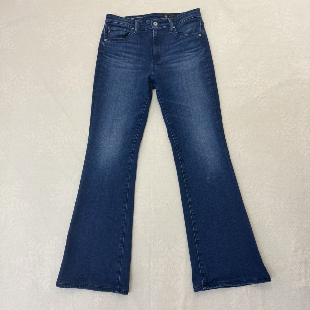 AG Jeans Farrah Boot Womens 29 Dark Wash Whiskered Bootcut Flare Italian Denim